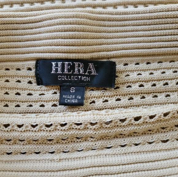 HERA COLLECTION Tan Crochet Waffle Pencil Skirt - Picture 4 of 7